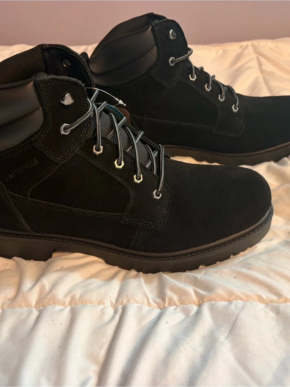 Brahma Black Suede Work Boots with Padded Collar